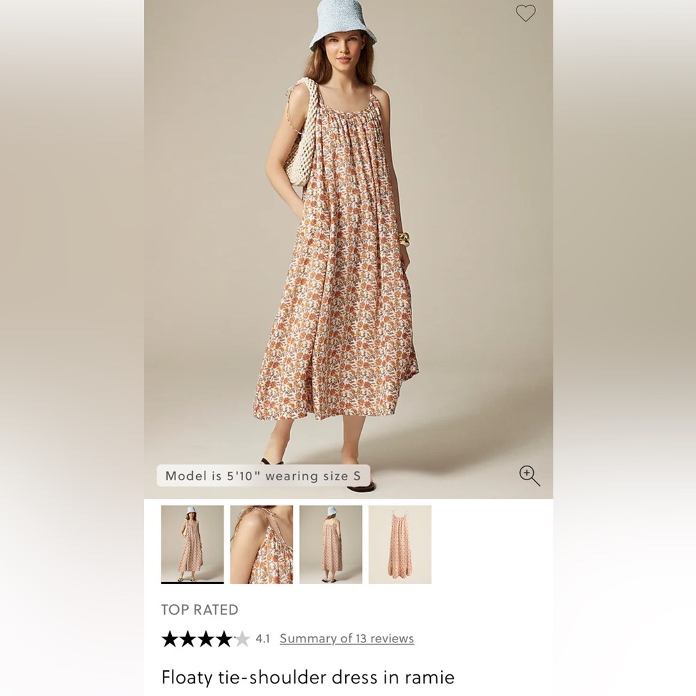 NWT XS JCREW Floral Tie-Shoulder Dress
